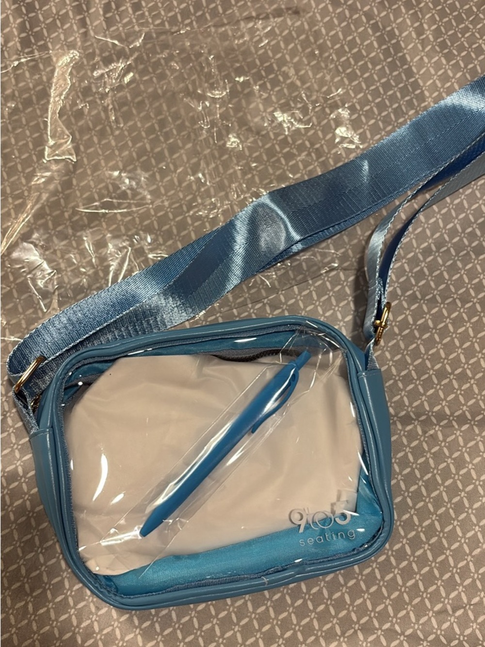 Clear Blue Crossbody Bag with Adjustable Strap